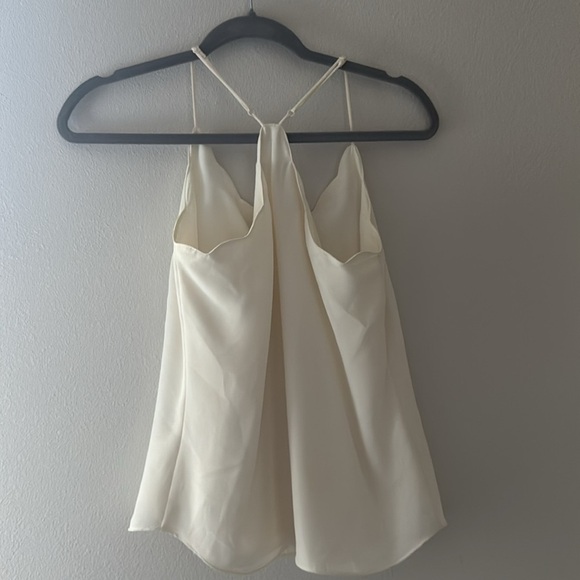 J. Crew ivory racer back scalloped trim layered top blouse Sz 00 - Picture 2 of 5